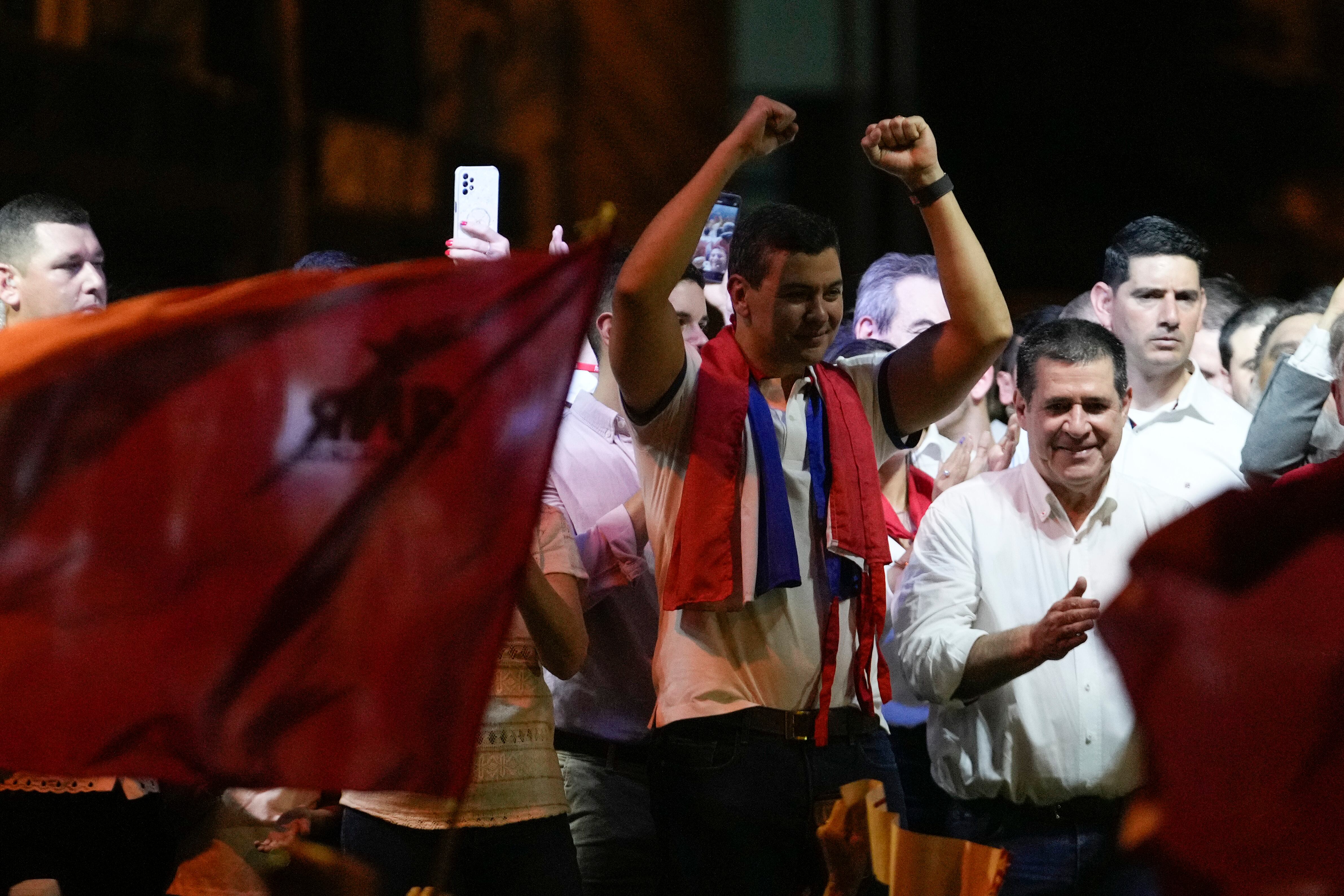 Santiago Peña agradeció a quienes votaron por él en las presidenciales. (AP Photo/Jorge Saenz)