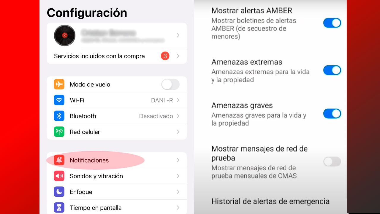 Función de alertas de emergencia en iPhone.