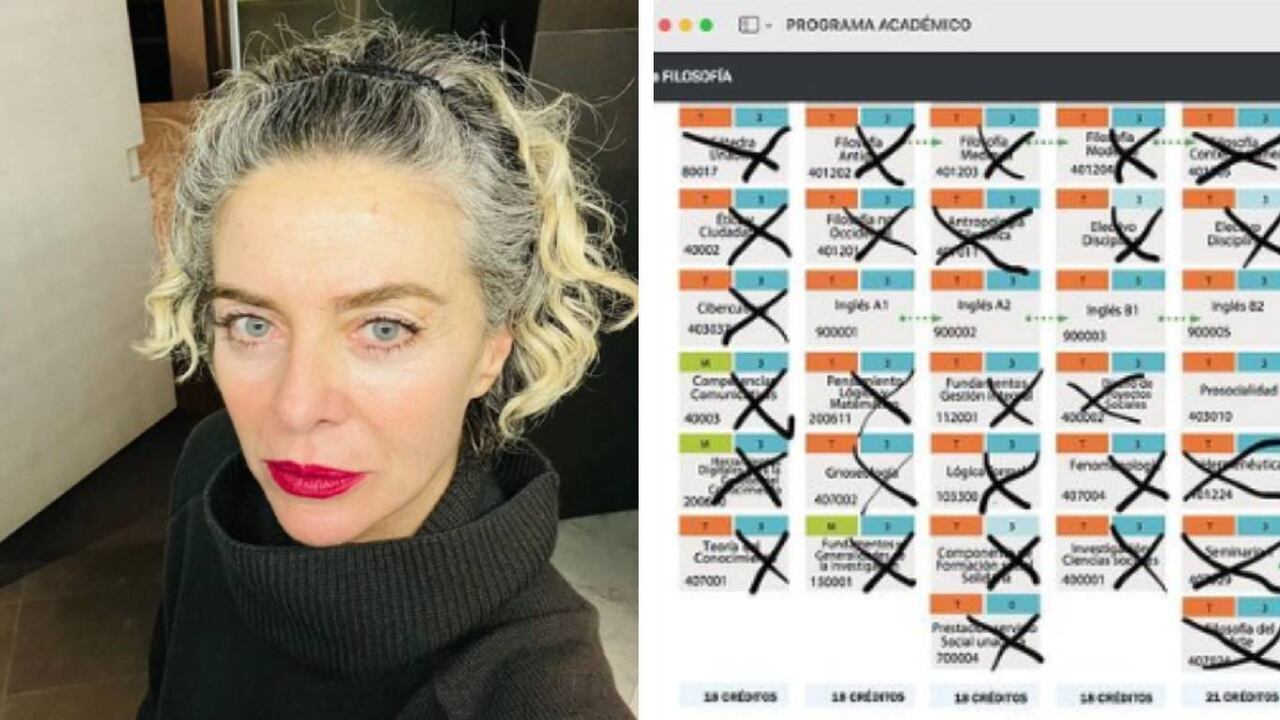 La actriz Margarita Rosa de Francisco cursa estudios en filosofía. Foto: Instagram @margaritarosadefrancisco. Montaje de SEMANA.
