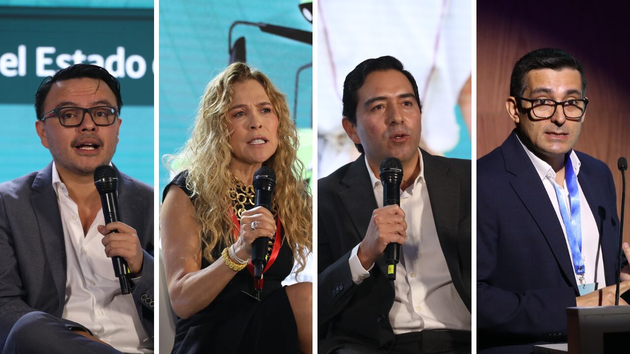 De izquierda a derecha: Felipe Harman, director de la ANT; Adriana Senior, presidente de la Corporación Colombia Internacional; Felipe Arboleda, director del Segmento Agropecuario de Davivienda, y Rodrigo Peñailillo, representante de CAF en Colombia.