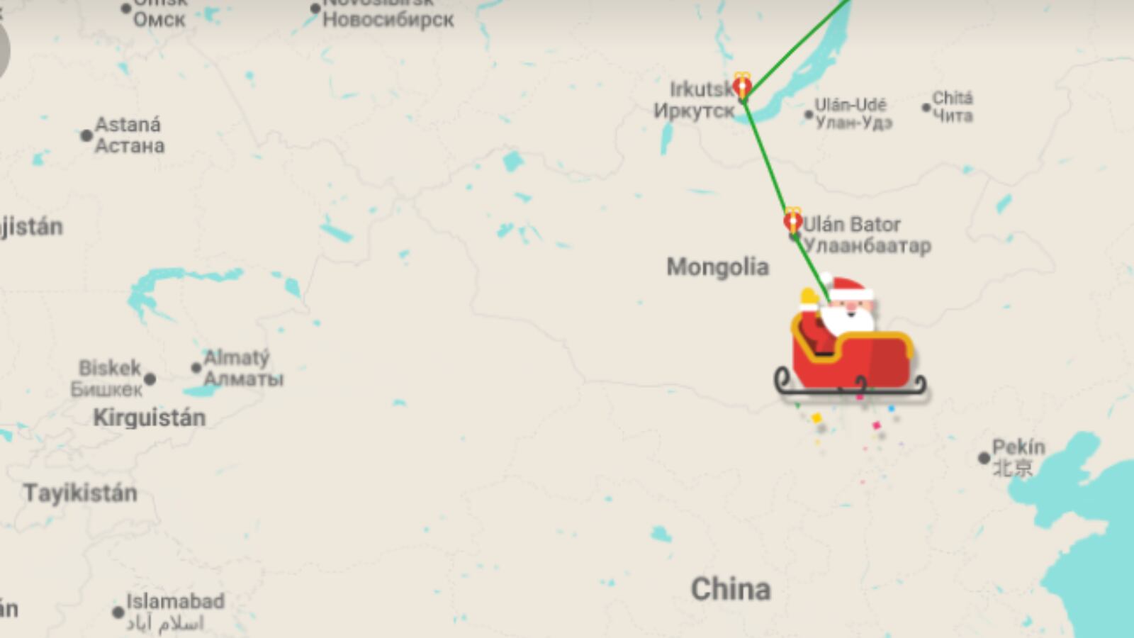 Papá Noel continúa su recorrido navideño por Asia, sobrevolando Japón, Corea del Sur y China en su camino alrededor del mundo.
