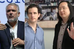 Expresidente Iván Duque, economista Glen y exministra TIC de Taiwán Weyl Audrey Tang.