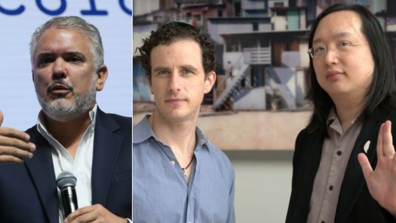 Expresidente Iván Duque, economista Glen y exministra TIC de Taiwán Weyl Audrey Tang.