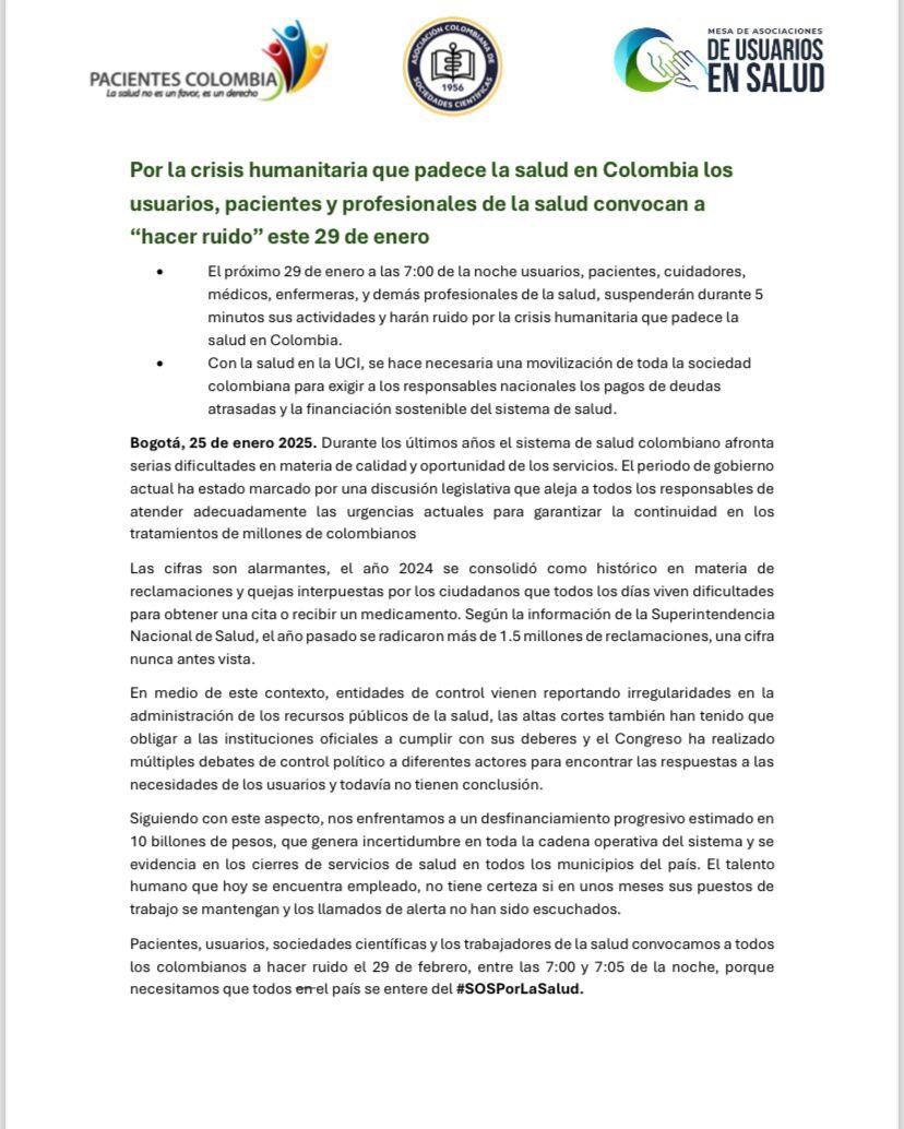El sector salud suspenderá sus actividades por crisis en el sistema.