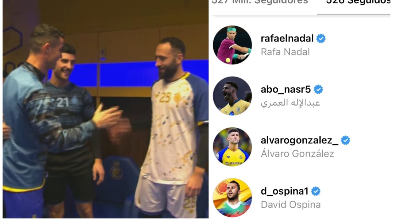 El saludo de David Ospina y cristiano Ronaldo. Ya se siguen en redes sociales.