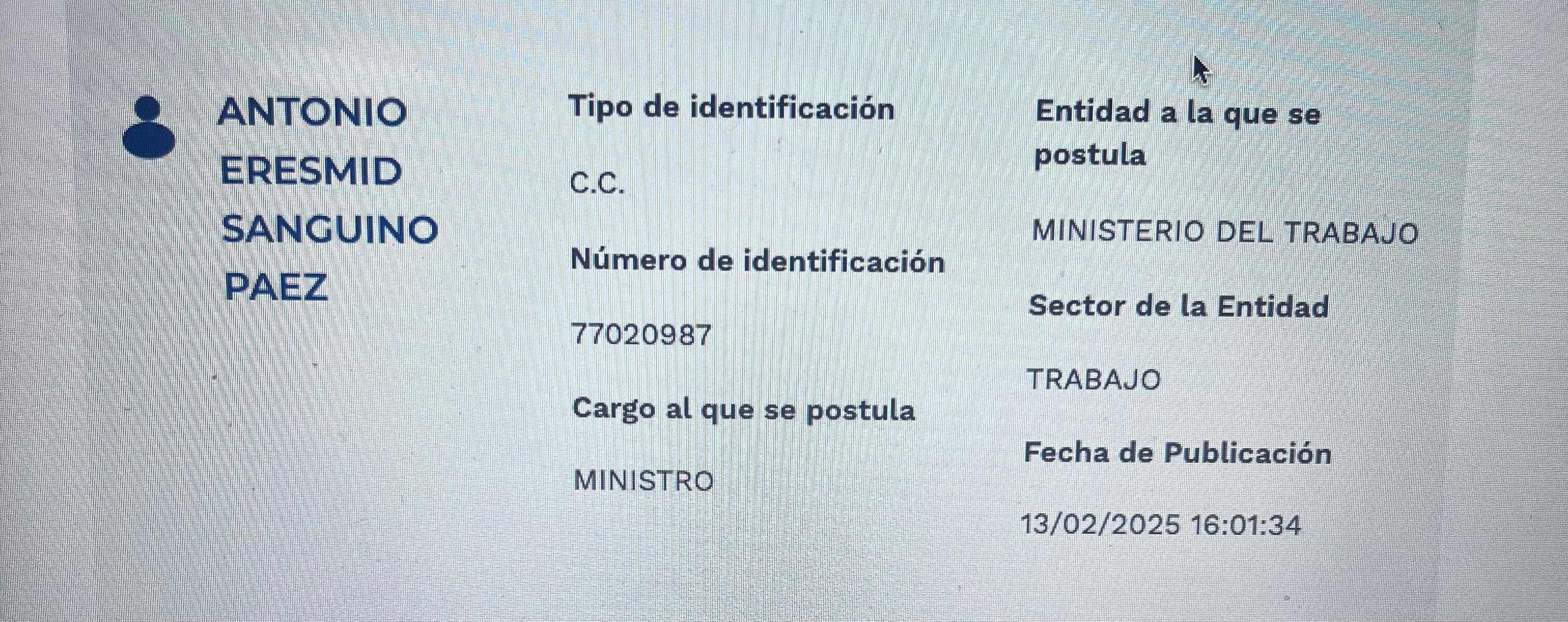 Hoja de vida Antonio Sanguino