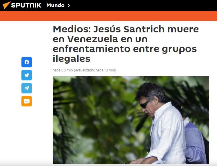 Muerte de Jesús Santrich por Sputnik