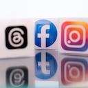 Logos of popular social media brands are seen in this illustration photo on 14 July, 2023. According to a report by the BBC brands are increasingly pausing their social media presents citing instances of bullying as well as constantly chaning algorithms. (Photo by Jaap Arriens/NurPhoto via Getty Images)