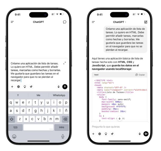 La clave estuvo en el mensaje. Un comando preciso a la IA permitió obtener una aplicación lista para usar.