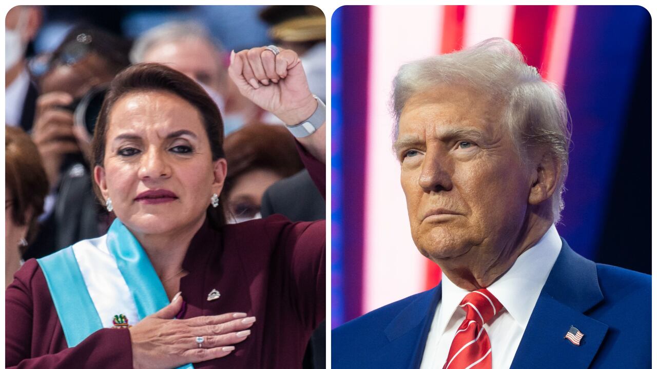 La presidenta de Honduras, Xiomara Castro; y el presidente Donald Trump.