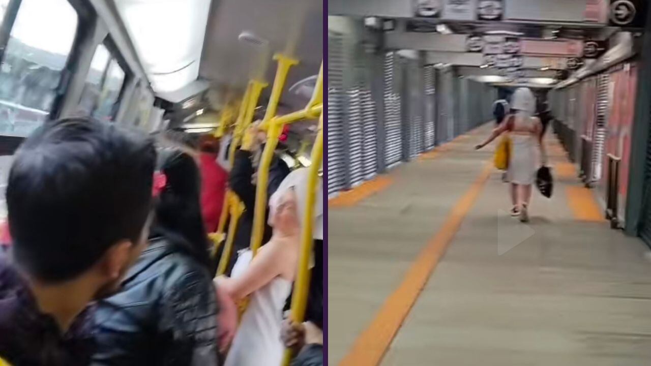 Inusual escena en TransMilenio: mujer se pasea en toalla y sorprende a todos