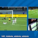 El VAR en acción durante el juego entre Colombia y Venezuela.