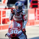 David Alonso al momento de cruzar la meta en San Marino.