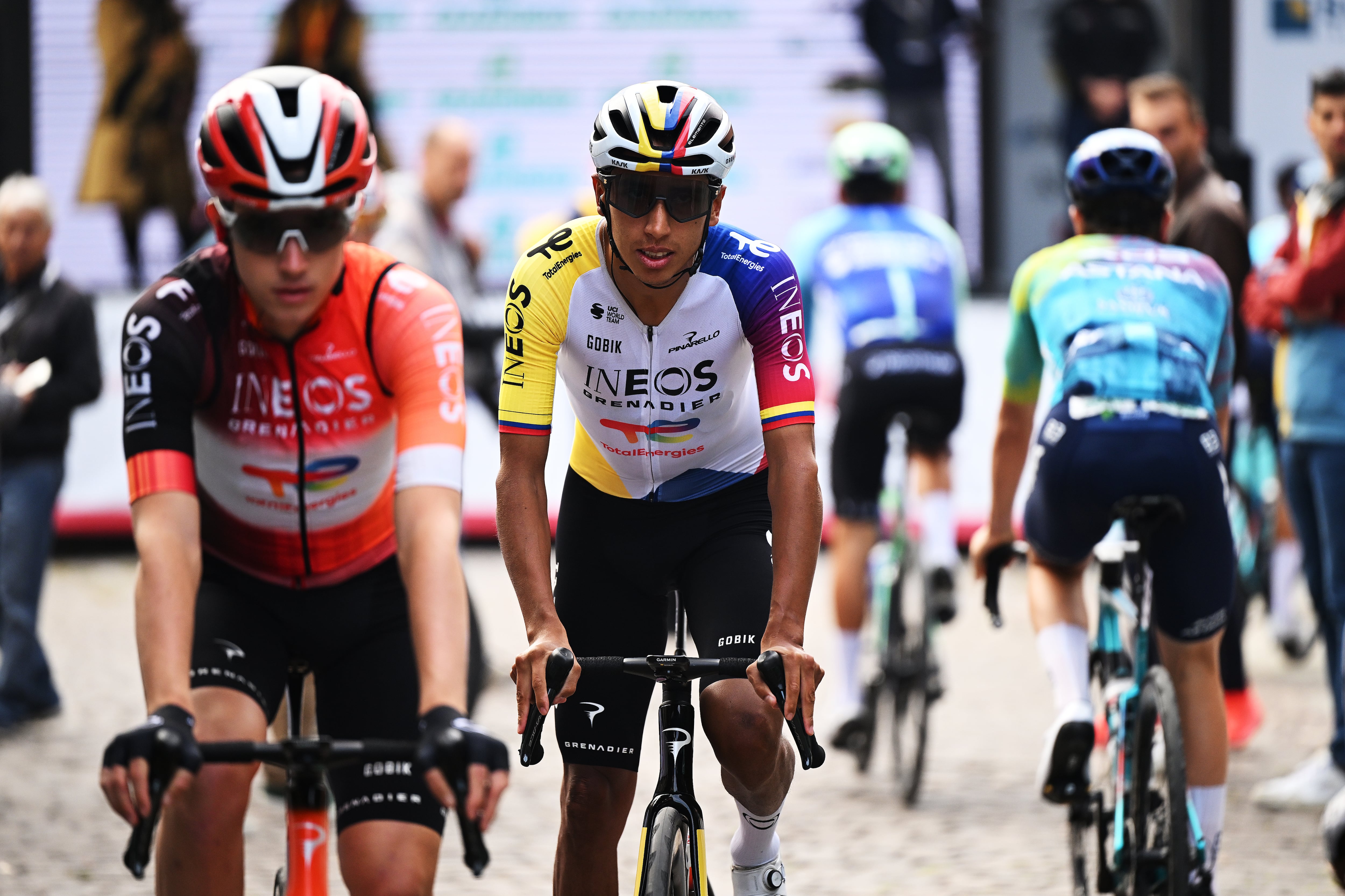 MIRANDOLA, ITALY - OCTOBER 04: Egan Bernal of Colombia and Team INEOS Grenadiers prior to the 108th Giro dell'Emilia 2025 a 199.2km one day race from Mirandola to San Luca on October 04, 2025 in Mirandola, Italy. (Photo by Dario Belingheri/Getty Images)