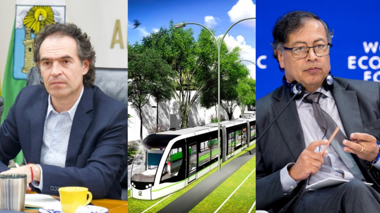 Alcalde de Medellín, Federico Gutiérrez, habla al presidente Gustavo Petro sobre las grandes obras de la ciudad.