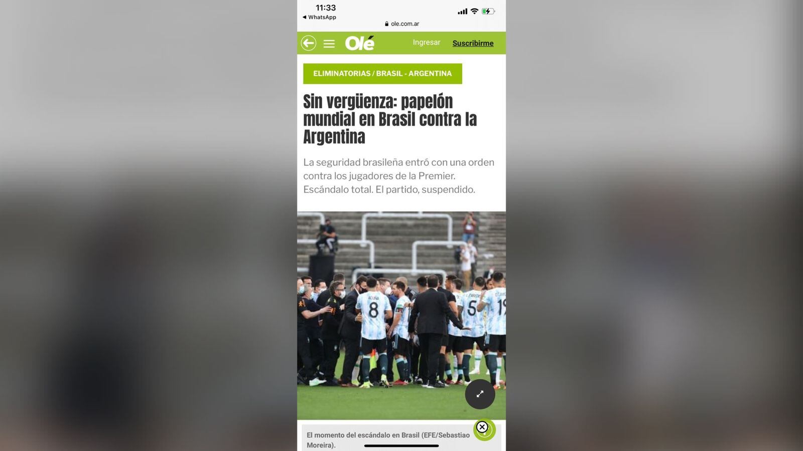 Titular del diario deportivo Olé, 5 de septiembre de 2021