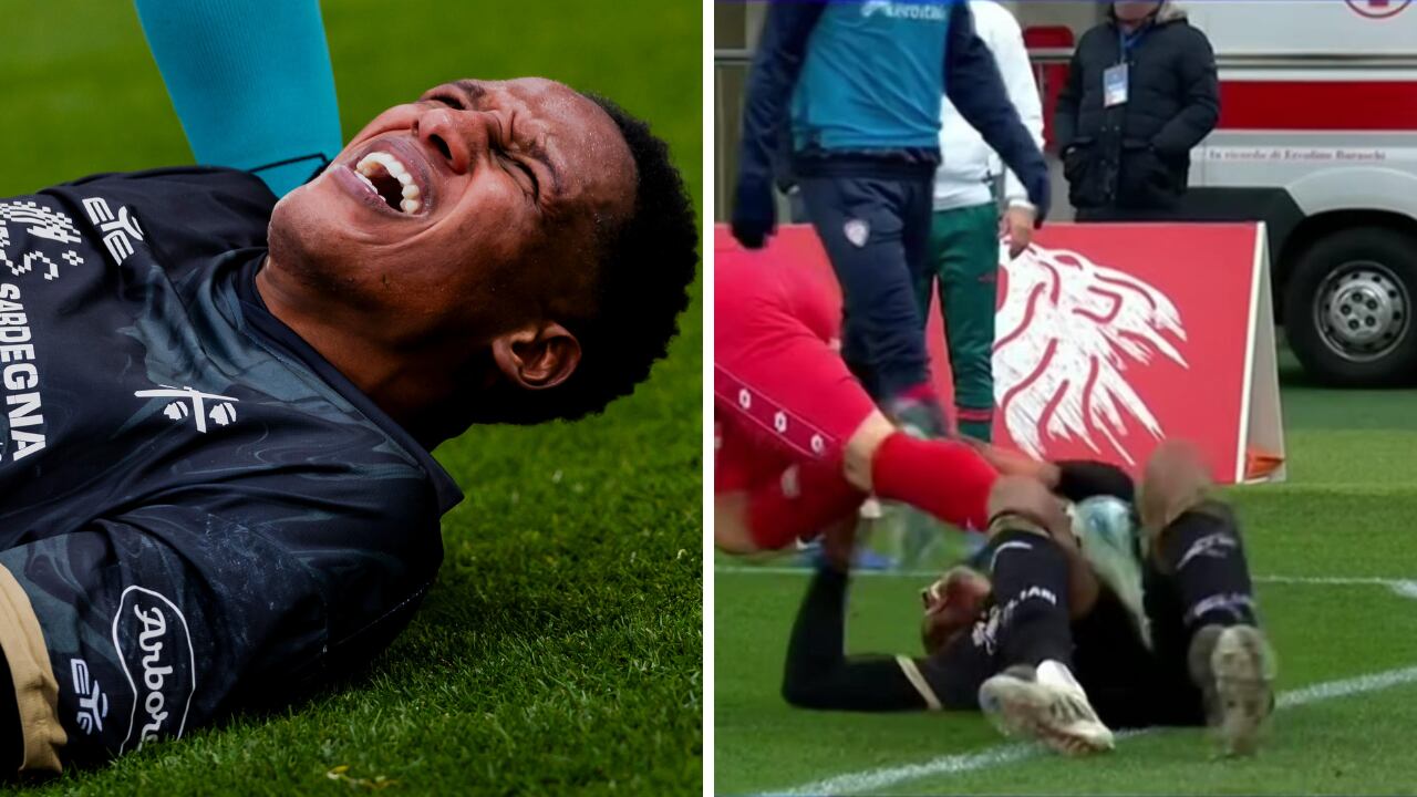 Yerry Mina sufrió fuerte patada de rival en Italia