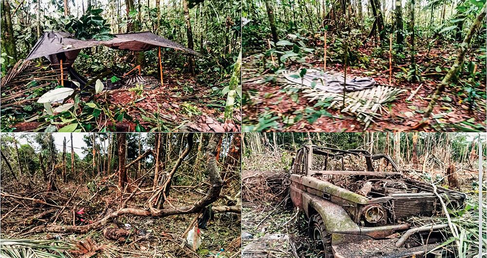 Celulares, computadores, drones y hasta carros convertidos en chatarra fueron encontrados en el campamento donde murió Iván Mordisco.