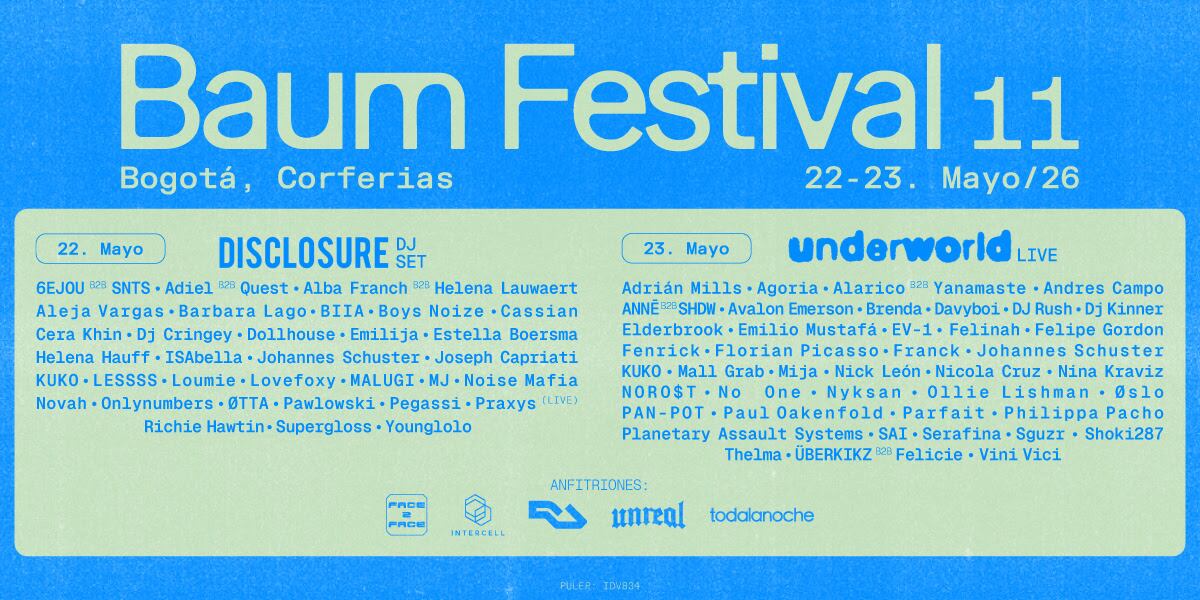 Con el imperdible regreso de Underworld, el Baum Festival 11, el genial colado electrónico en este carrusel, tendrá lugar en Corferias el 22 y 23 de mayo.