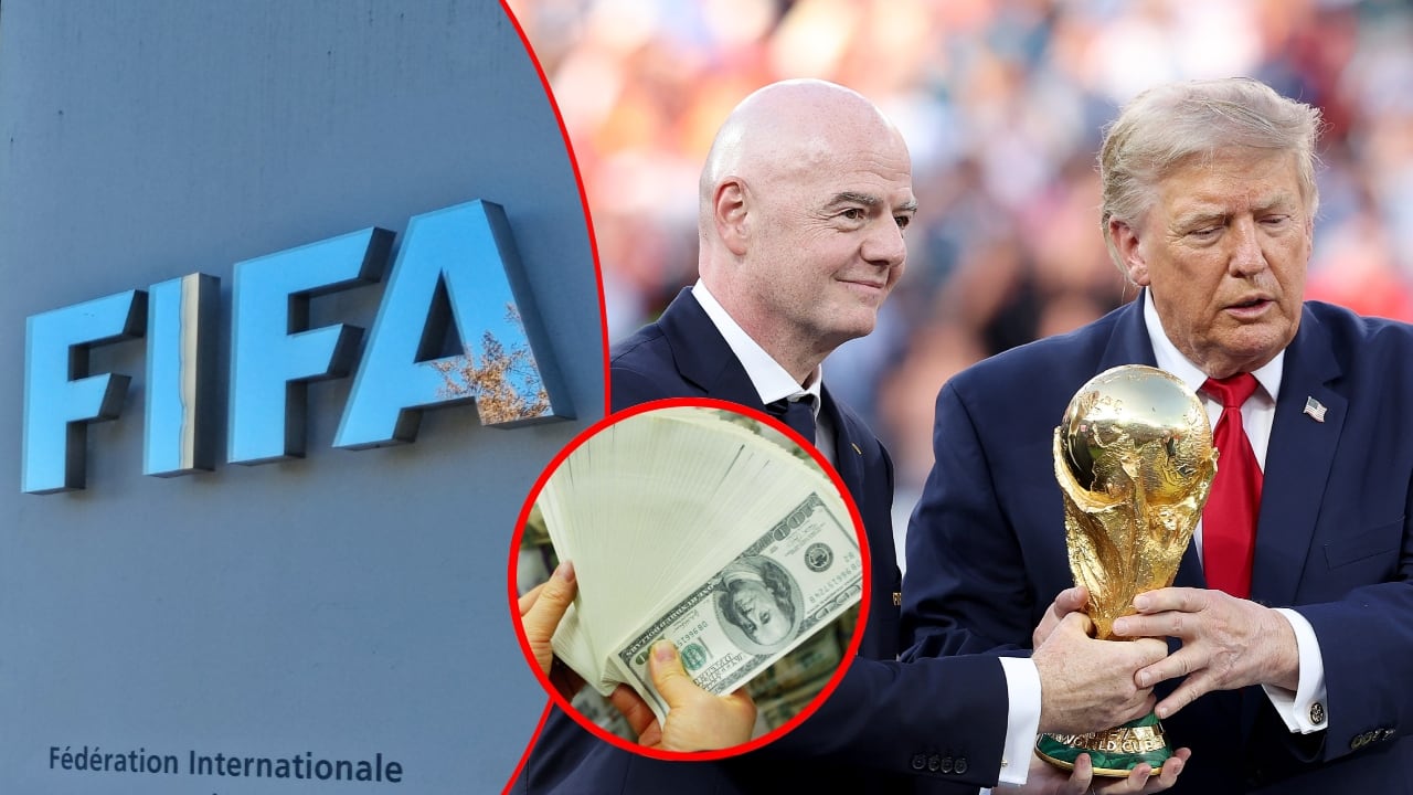 Logo de la FIFA / Gianni Infantino y Donald Trump / Dólares