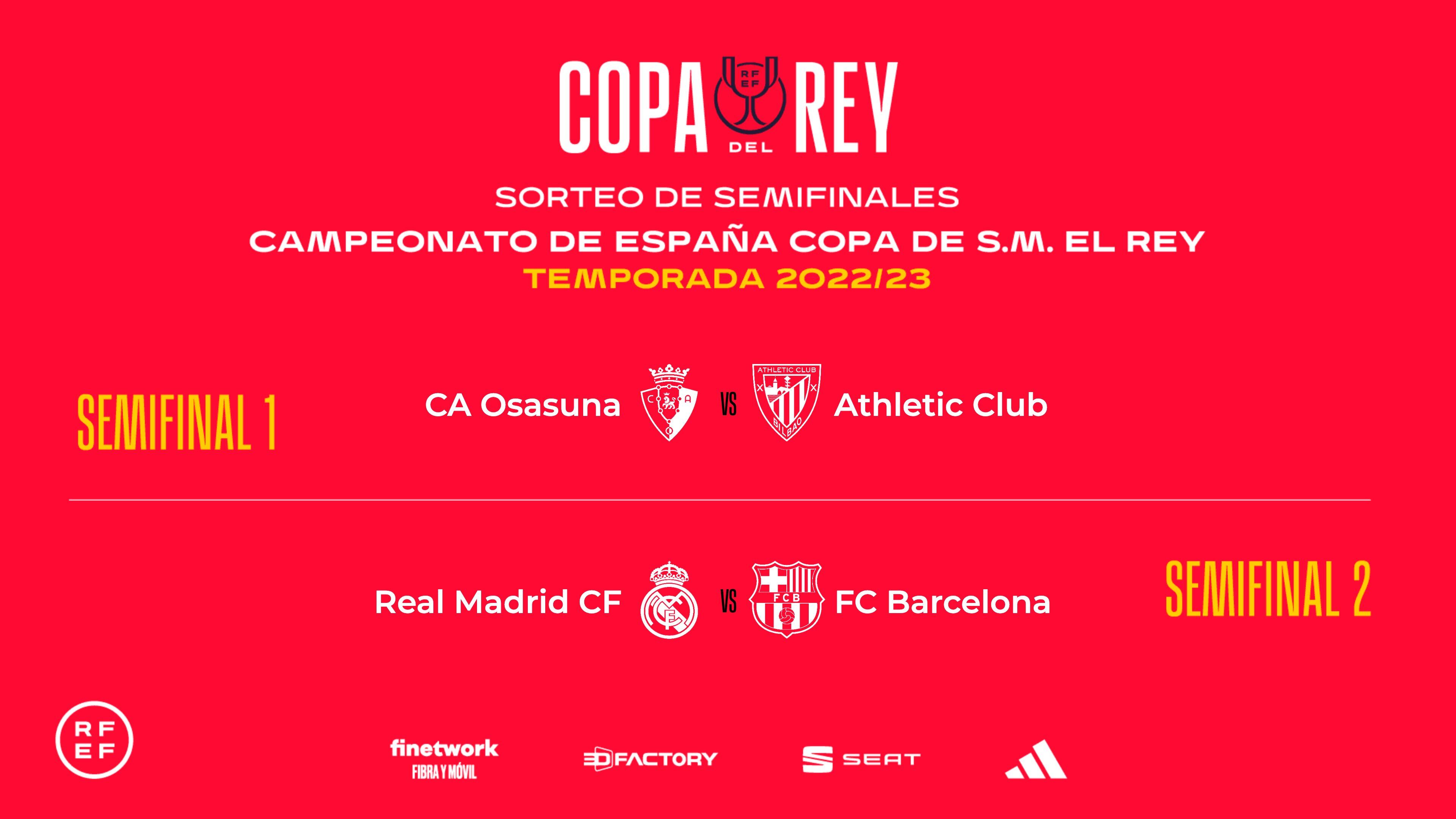 El resultado del sorteo de las semifinales de la Copa del Rey