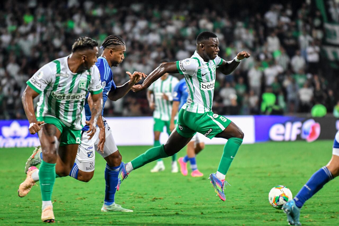 Marino Hinestroza durante el partido de Nacional vs. Millonarios