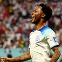 Soccer Football - FIFA World Cup Qatar 2022 - Group B - England v Iran - Khalifa International Stadium, Doha, Qatar - November 21, 2022 England's Raheem Sterling celebrates scoring their third goal REUTERS/Hannah Mckay
