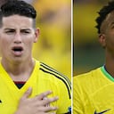 James Rodríguez y Vinicius, figuras del Colombia vs. Brasil