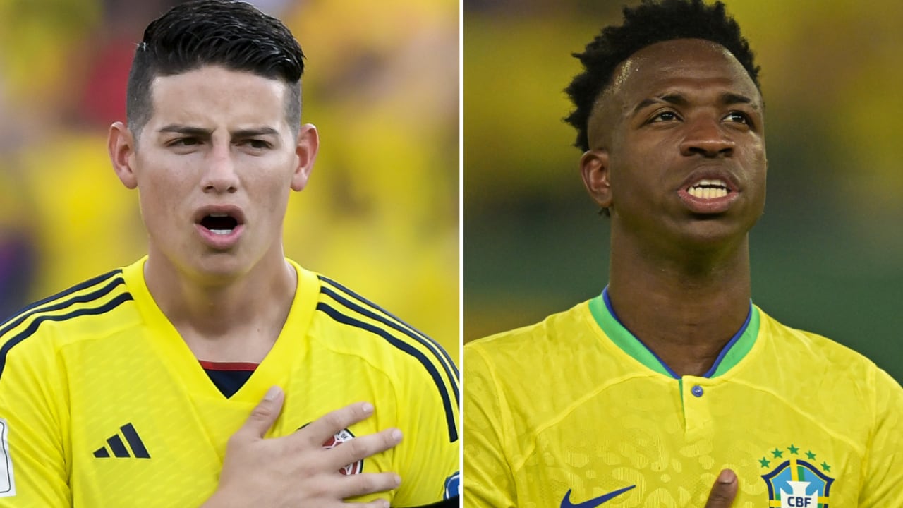James Rodríguez y Vinicius, figuras del Colombia vs. Brasil.