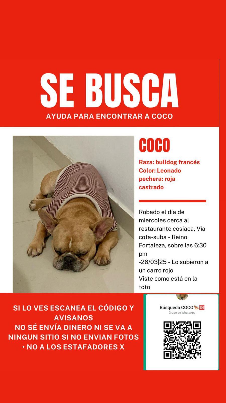 Los familiares ofrecen una recompensa para las personas que brinden más información al respecto.