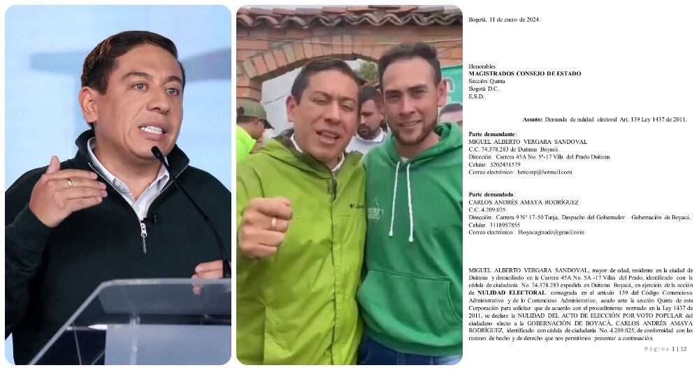 Carlos Amaya y Óscar Julián Correa y la copia de la demanda.