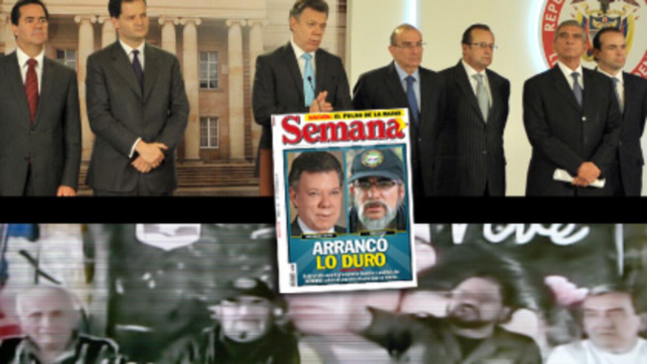 Estas son dos imágenes que podrían pasar a la historia: el presidente Juan Manuel Santos anunciando su equipo negociador y Timoleón Jiménez (Timochenko), en un video junto a Iván Márquez y otros comandantes, ratificando que las Farc entran en un proceso de negociación con el gobierno.