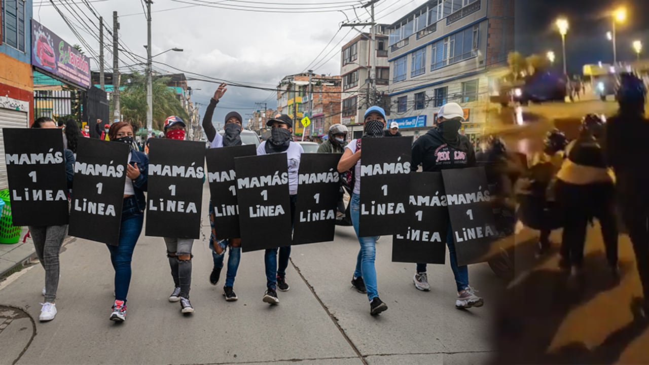 Integrantes del grupo "Mamás de la Primera Línea", en Bogotá.