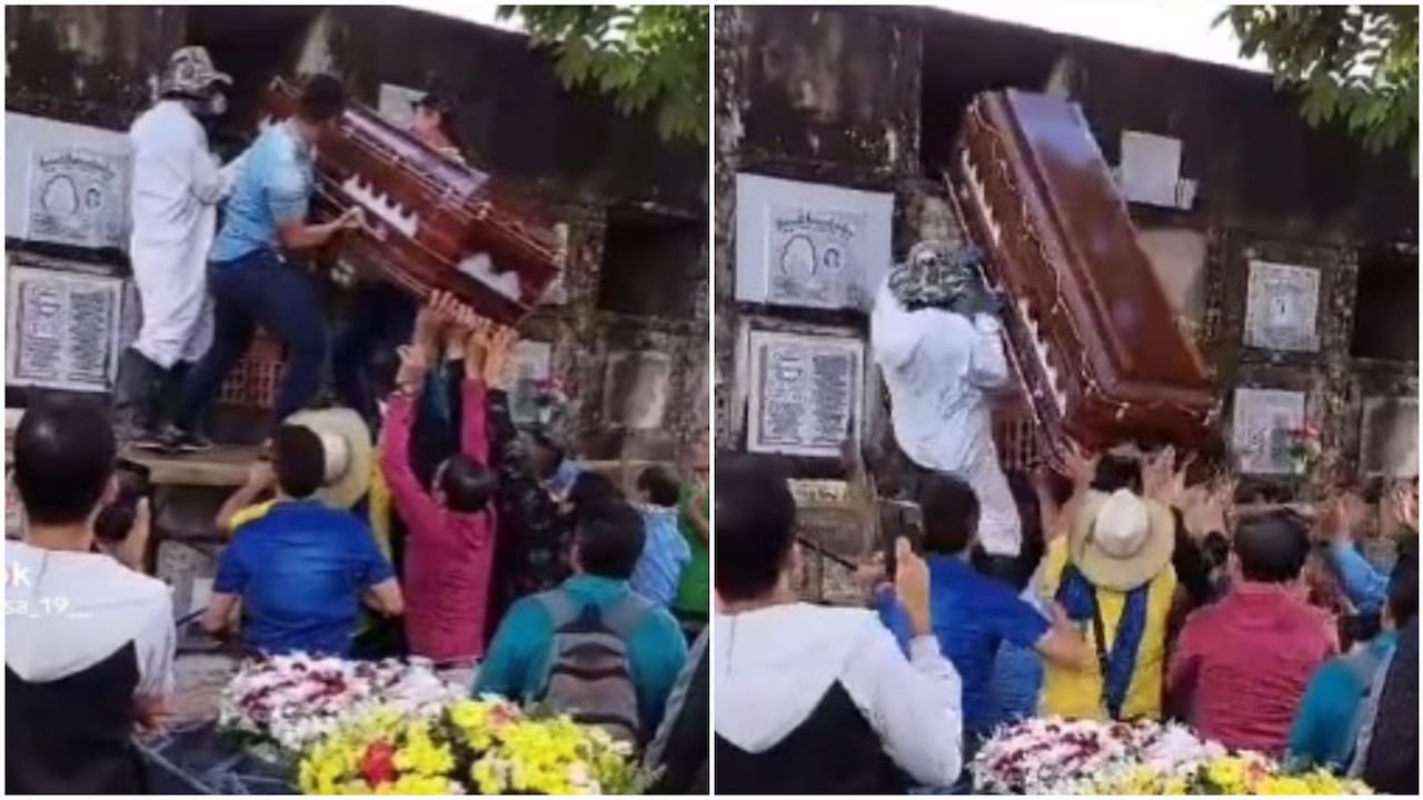 El ataúd cayó a una altura de tres metros.