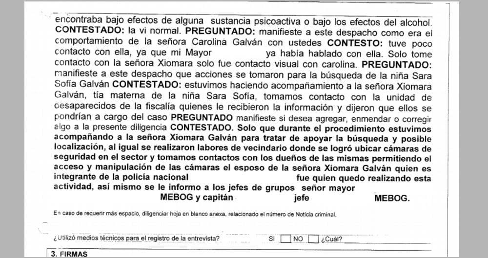 Testimonio Patrullero Sara Sofía 2