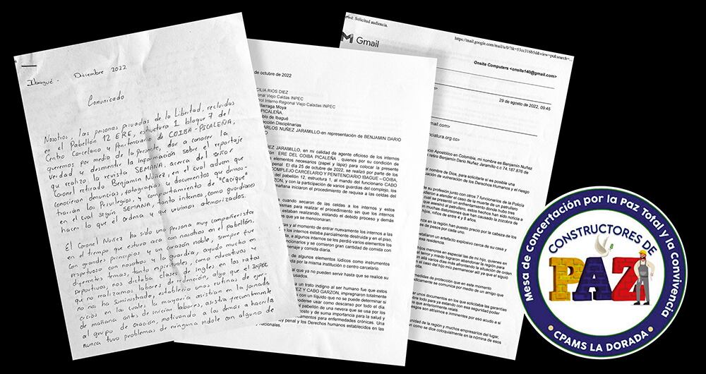 Con estos documentos y el respaldo por escrito de los detenidos, el coronel Núñez es ahora “constructor” de paz ante el Gobierno.