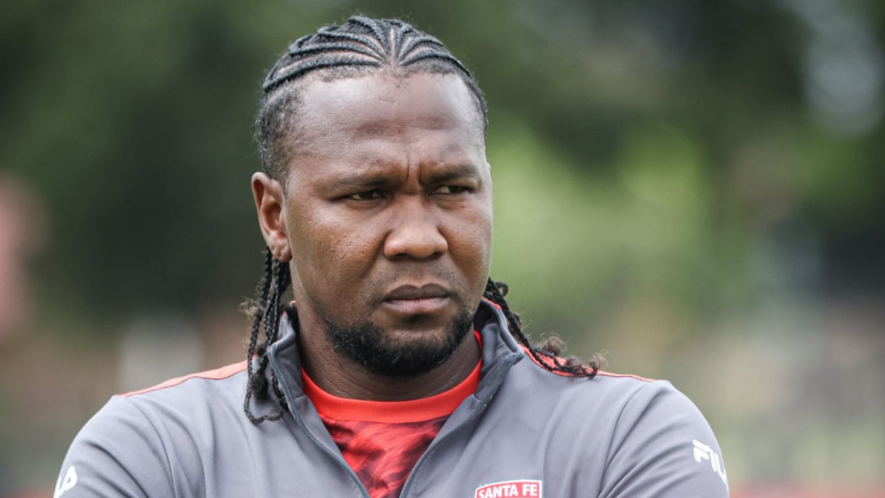 Hugo Rodallega, delantero y capitán de Independiente Santa Fe, en entrenamiento.