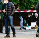 24 January 2022, Baden-Wuerttemberg, Heidelberg: Police officers secure traces on the grounds of the Heidelberg University Botanical Garden. There has been a rampage on the campus of Heidelberg University. A lone perpetrator used a long gun to injure several people in a lecture hall on Monday afternoon, police said. The perpetrator has since died. Photo: Uwe Anspach/dpa (Photo by Uwe Anspach/picture alliance via Getty Images)