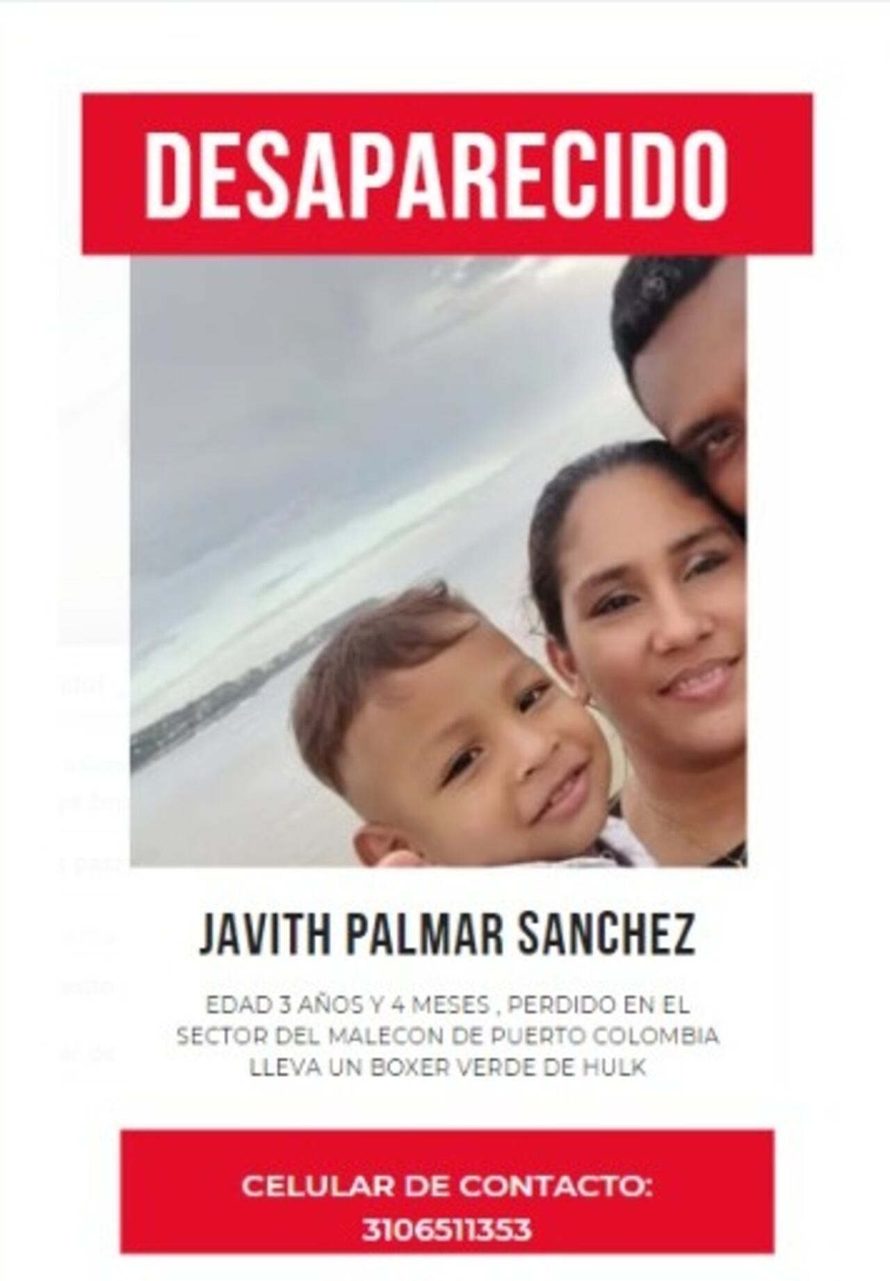 Buscan a menor desaparecido en Puerto Colombia.