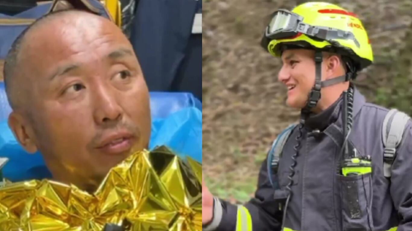 Ciudadano Tenzing Namgyl y el bombero Ronaldo Méndez.