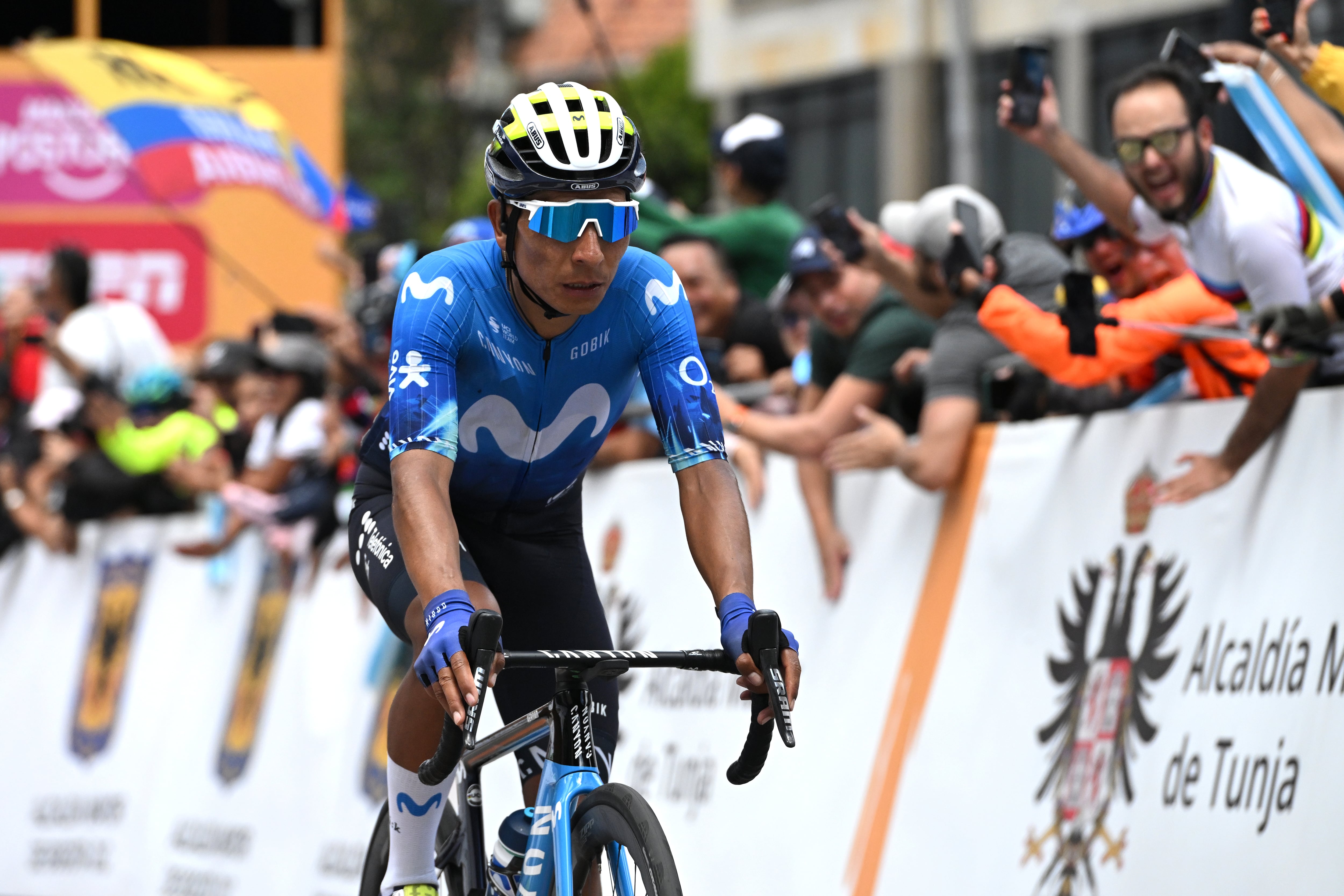 Nairo Quintana arribando a la llegada del Tour Colombia 2024