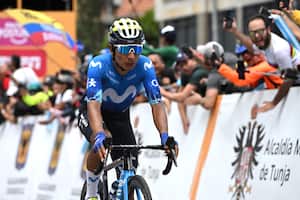 Nairo Quintana arribando a la llegada del Tour Colombia 2024