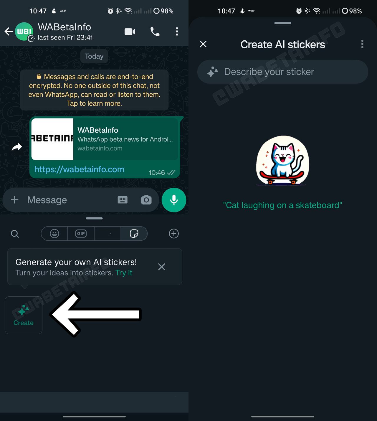 WhatsApp trabaja en su nueva función 'Pegatinas de IA'