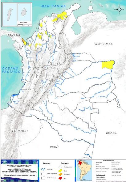 Pronóstico de amenaza por incendios de la cobertura vegetal vigentes 10/03/2023