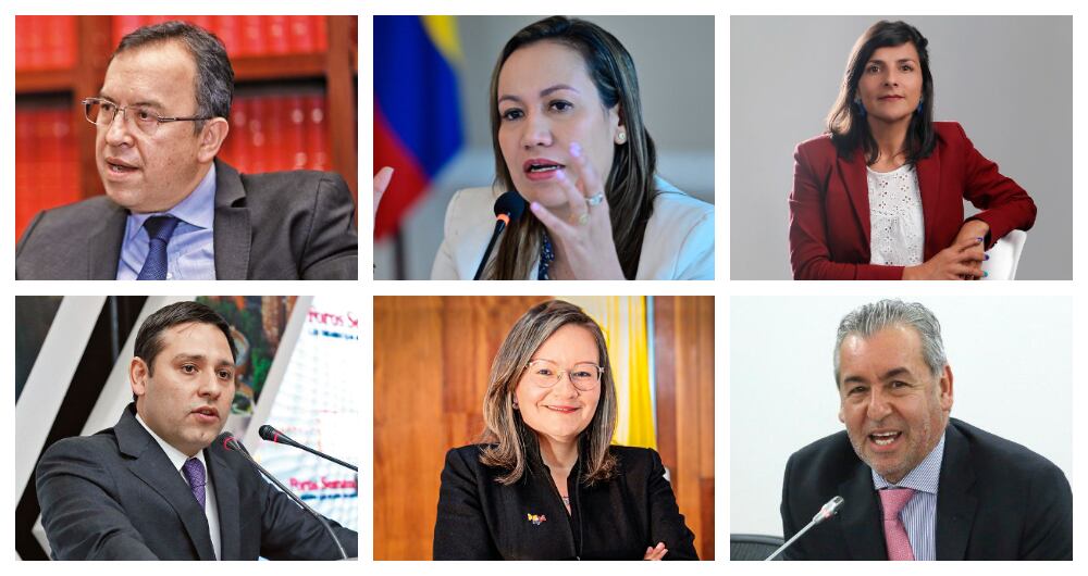 Arriba: Alfonso Prada, Carolina Corcho, Irene Vélez; abajo: Mauricio Lizcano, Cielo Rusinque y Jorge Londoño