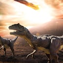 asteroid falling from the sky during dinosaurs apocalypse and extinction day