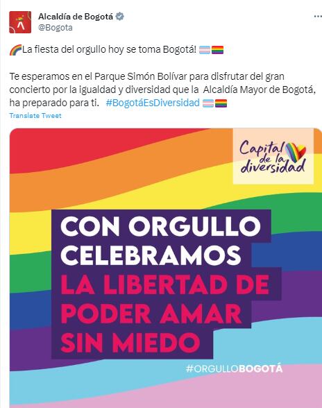 La Alcaldía Mayor de Bogotá se unió a la marcha.