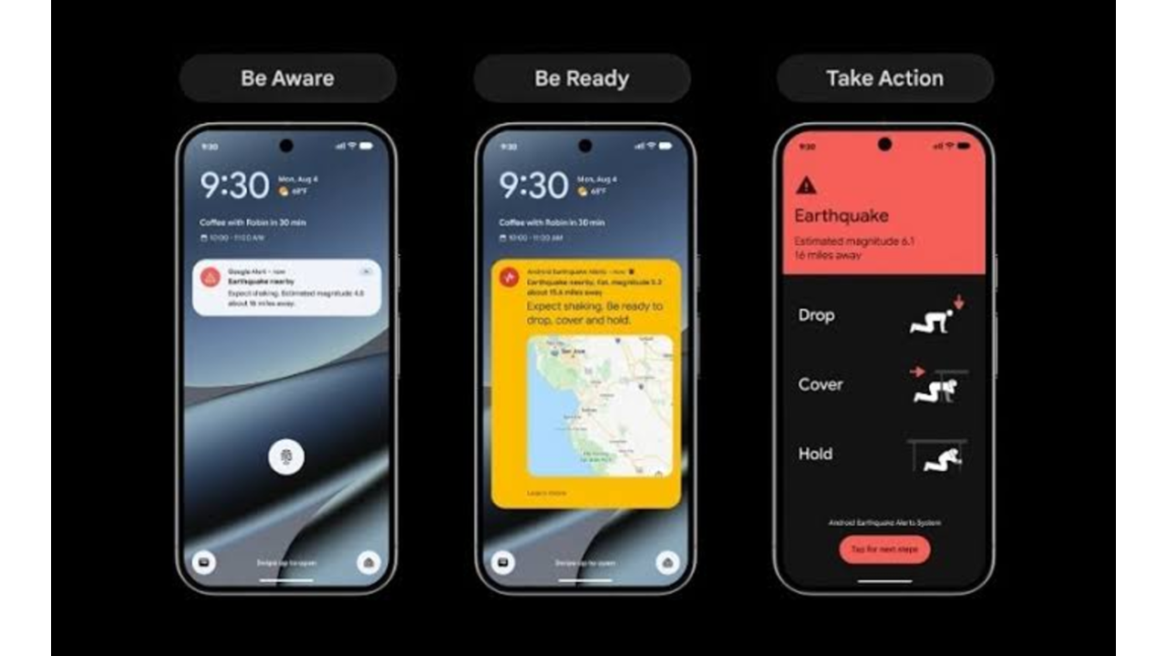 Los tres tipos de alertas ante seísmos de los teléfonos Android.