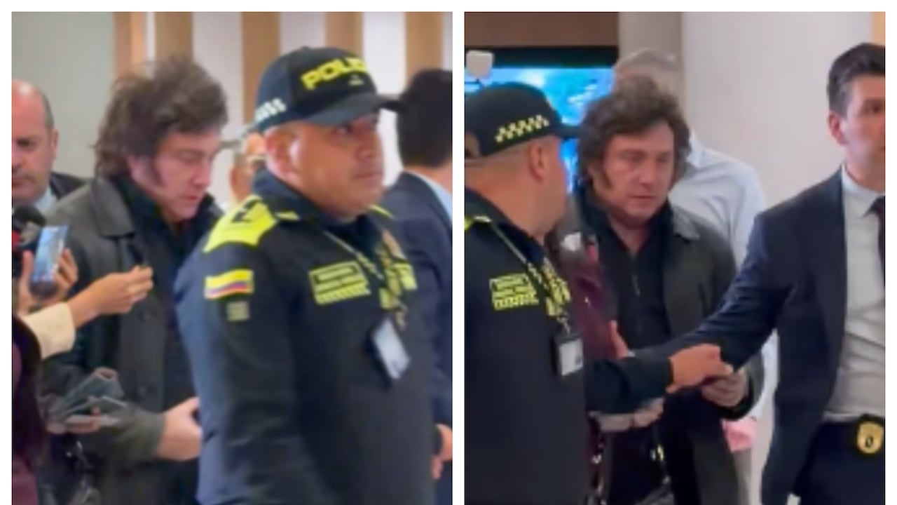 El presidente de Argentina, Javier Milei, en su arribo a Cali,
