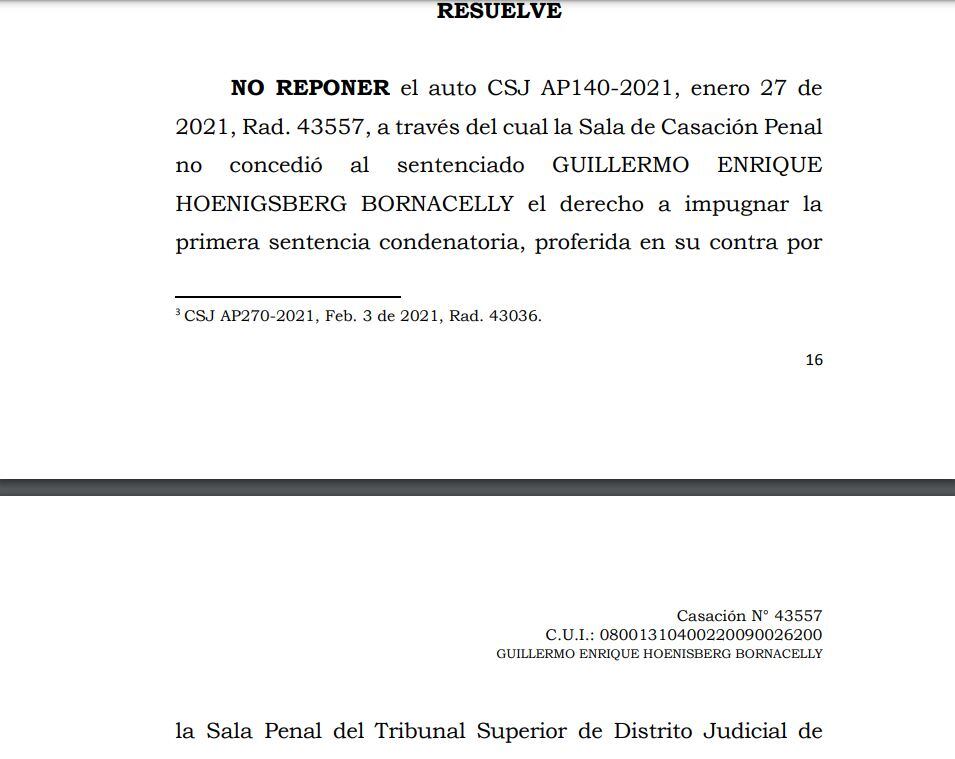 Fallo contra el exalcalde de Barranquilla,  Guillermo Hoenigsberg Bornacelly.